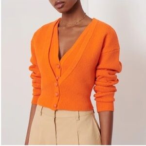 Derek Lam 10 Crosby Women’s Arden‎ Orange Double Layer Crop Cardigan Sweater XS